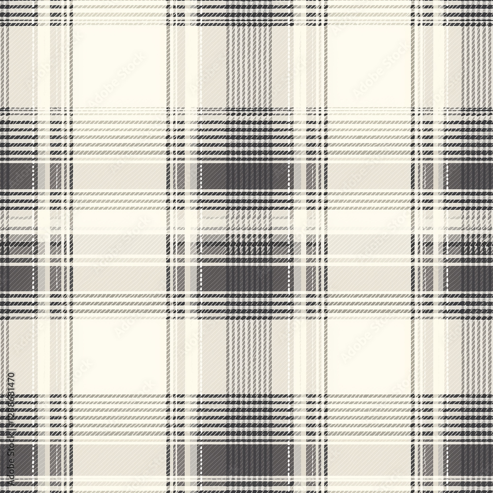 Poster Black and white plaid pattern with intersecting lines and varying widths.