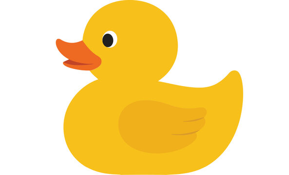 Cute yellow rubber duck in flat design with simple shapes and colors vector illustration