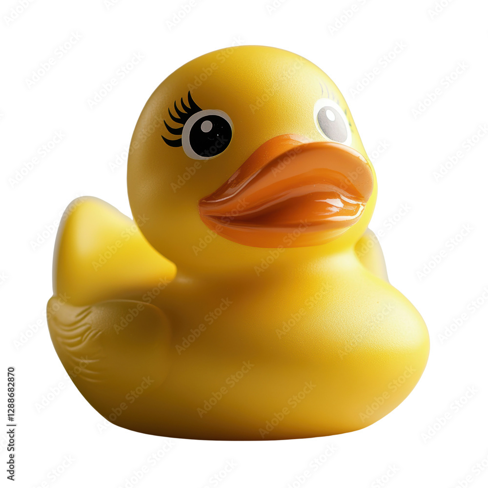 Poster yellow rubber duck floating on water surface creating a playful and cheerful scene for children isol
