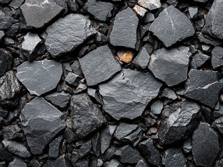 Fototapeta premium Textured Dark Slate: Abstract Close-Up of Sharp-Edged Rocks and Stones, Showcasing Natural Formations, Geological Beauty, and Mineral Richness.