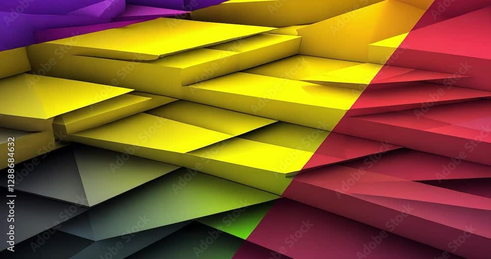 Poster abstract geometric shapes in vibrant colors. colorful 3d triangles. background design. possible use 
