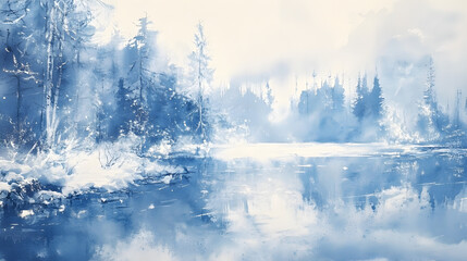 texture featuring icy blue and white brushwork resembling a frosty winter scene 