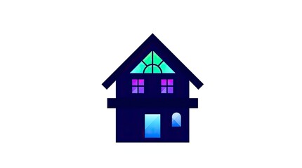 Fototapeta premium A cool-toned logo featuring a volumetrically lit, unique, attractive house-shaped structure. 