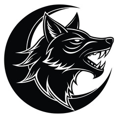 create a mascot logo angry for a wolf howling silhouette vector