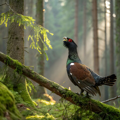 Western Capercaillie in Forest: Bird Photography