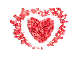 dried strawberry pieces in heart shape