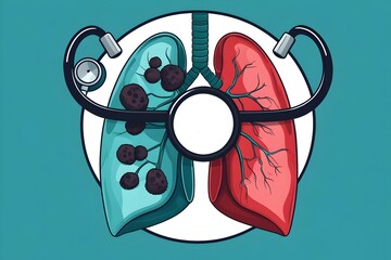 A clean, vector-style medical illustration for World Tuberculosis (TB) Day, featuring a stylized depiction of lungs—one affected by TB with dark nodules on a teal lung.