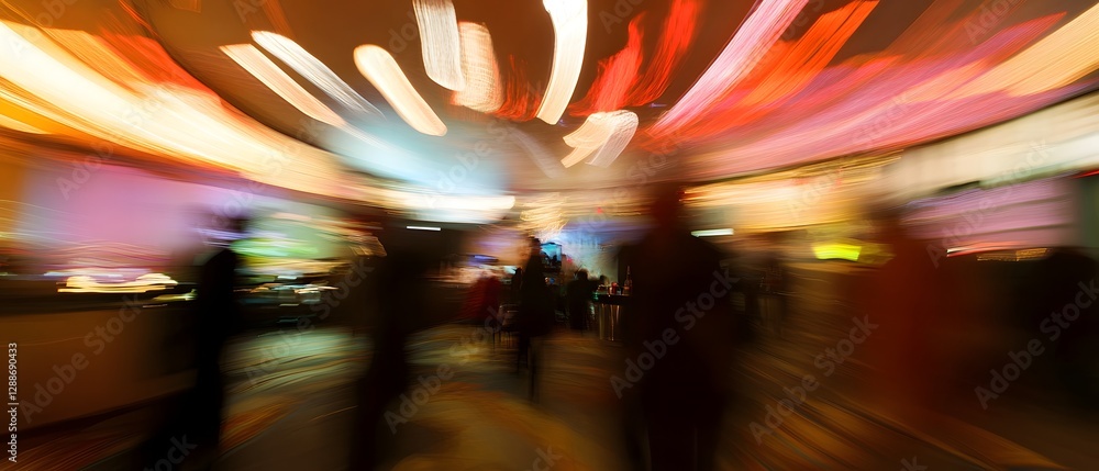 Poster Vibrant Blurred Motion of Mesmerizing Luminous Swirls and Spirals in Kaleidoscopic Patterns   Colorful Abstract Neon Lights Glowing Circular Shapes
