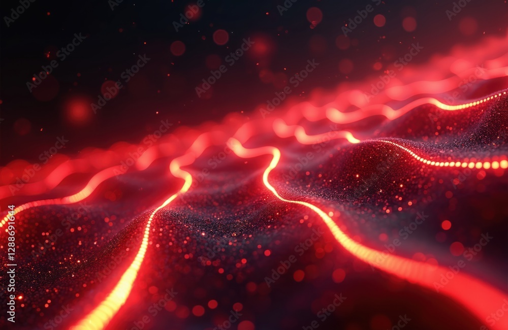 Leinwandbilder abstract futuristic background shows red glowing neon moving high speed wave lines, bokeh lights. da