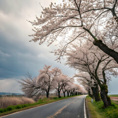Cherry Blossom Tunnel Road, Spring Scenery