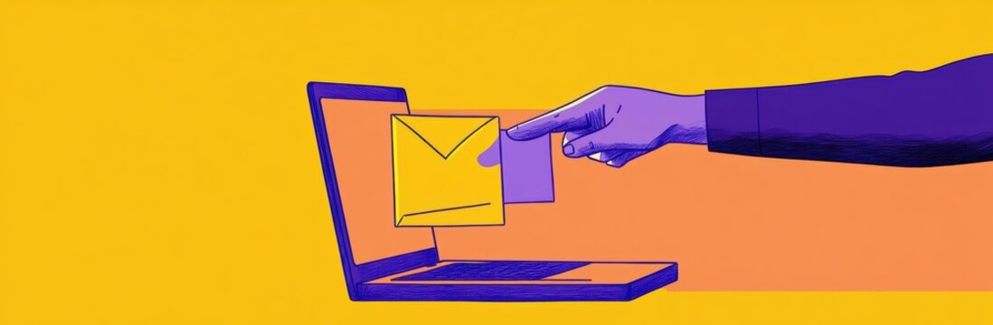 Digital mail delivery concept online workspace graphic design colorful background close-up view modern communication - Powered by Adobe