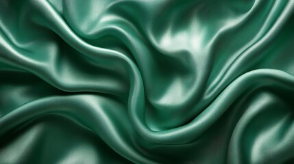 Obraz premium Beautiful Green Silk Cloth Showing Delicate Folds and Gentle Curves