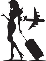 silhouette of a woman with suitcase