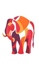 Abstract Colorful Illustration of a Large Elephant Standing Proudly