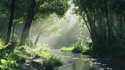Obraz premium Ultra-Realistic Green Landscape Image for Cinematic Projects