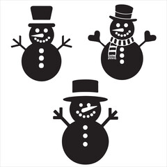set of snowman silhouette	
