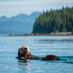 Obraz premium Sea Otter in Alaska: Stunning Wildlife Photo