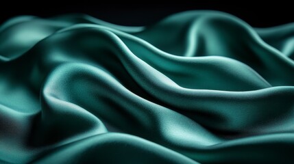 Obraz premium Soft and elegant flowing fabric of silky teal green material