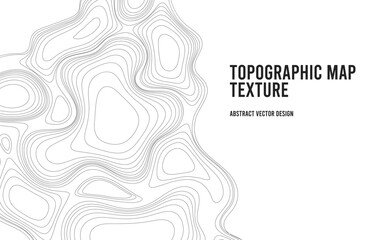 Topographic map background with copy space. Topographic map pattern with contour lines. Abstract white background with topographical texture. Template for banners, poster and other design.