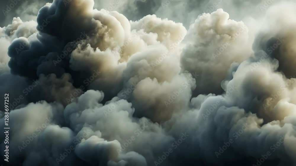 Poster dramatic clouds gather in a twilight sky over a serene landscape creating an atmospheric scene