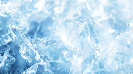 Fototapeta premium Close up view of ice crystals glistening in blue light, forming a beautiful winter wonderland backdrop perfect for seasonal projects and designs