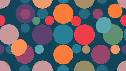 Abstract colorful random polka dot circles seamless pattern on white background