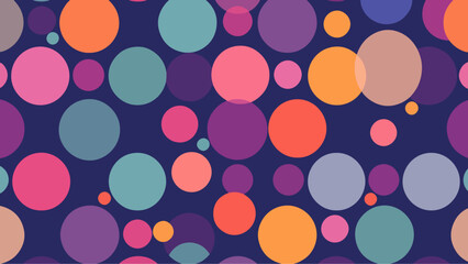 Abstract seamless pattern, A pastel polka dot pattern of colorful circles forms an abstract, cheerful background.