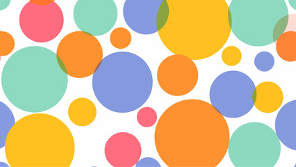 Abstract colorful random polka dot circles seamless pattern on white background