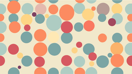 Abstract seamless pattern, A pastel polka dot pattern of colorful circles forms an abstract, cheerful background.