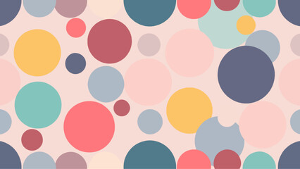 Fun colorful circle doodle seamless pattern. Creative minimalist style art background for children or trendy design with polka dot. Simple childish party backdrop.