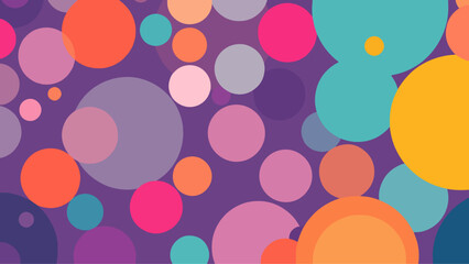 A pastel polka dot pattern of colorful circles forms an abstract, cheerful background.	