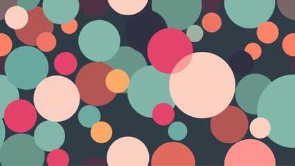 A pastel polka dot pattern of colorful circles forms an abstract, cheerful background.	