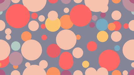 A pastel polka dot pattern of colorful circles forms an abstract, cheerful background.