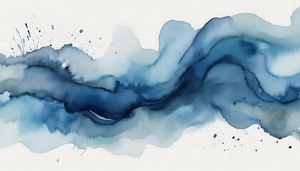 Obraz premium Blue Watercolor Painting Flowing Across White Background with Delicate Washes