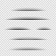 Paper shadow effect, shadow above paper. Realistic transparent overlay shadows.