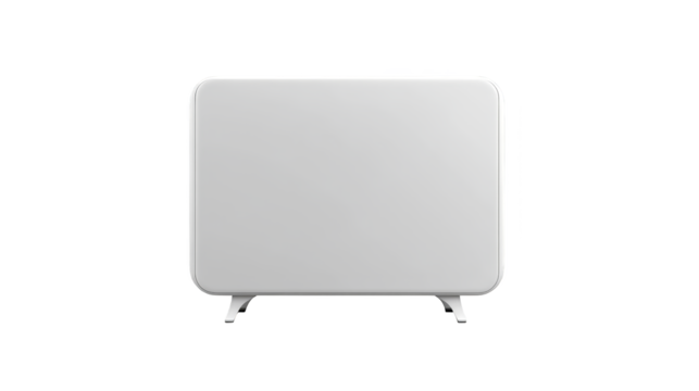 White square button on green and blue plaid textile, a modern minimalist design element