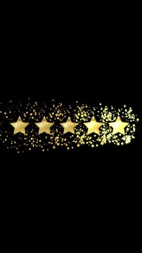 Dynamic animated golden 5 star rating with sparkling effects, perfect for reviews and testimonials