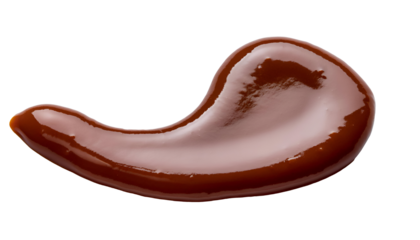 crescent shaped chocolate sauce splash, glossy and smooth cocoa syrup, artistic liquid design, dessert decoration, on isolated background

