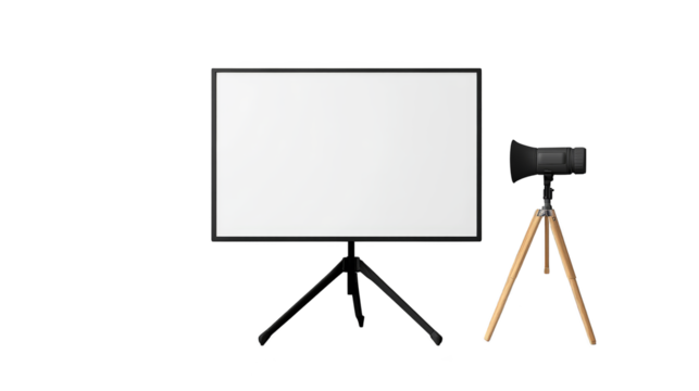 Professional camera and television setup on a tripod for filming broadcasting, capturing moments sharing stories