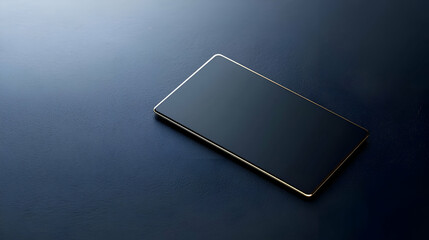 Black Smartphone with Gold Accents on Dark Background