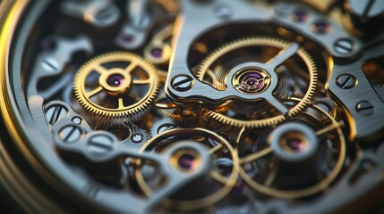 Intricate Mechanism of a Luxury Watch with Gears and Springs