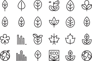 Minimalist Botanical & Eco Symbols – Simple Line Vector Set