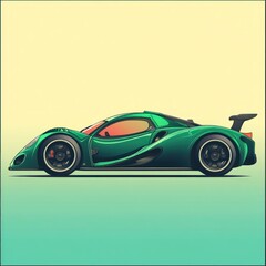Green Sports Car Profile View