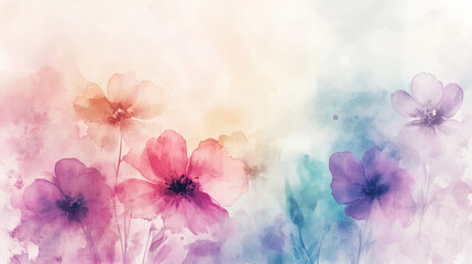 Watercolor flowers in soft pastels representing beauty and serenity  