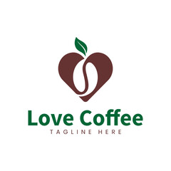 love coffee beans heart logo design. Branding for cafes, cofeeshop, restaurants, beverages, eatery, products, etc