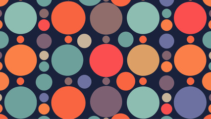 A pastel polka dot pattern of colorful circles forms an abstract, cheerful background.