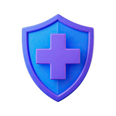 Fototapeta premium 3d shield with cross icon symbol which is a symbol of Health protection from disease. Health security insurance medical concept, Generative AI