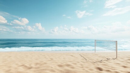 Relaxing beach scene coastal paradise digital art tranquil environment serene viewpoint soft sand and calm waves