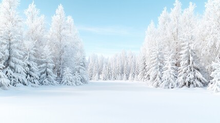 Obraz premium Snowy forest landscape, serene winter scene, ideal for backgrounds, nature photography
