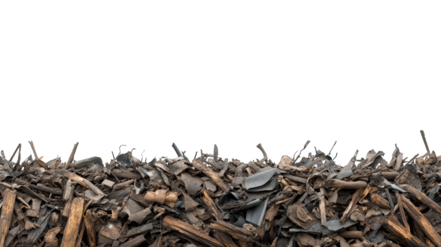 Pile of wood chips, natural mulch for gardening, landscaping, and sustainable practices